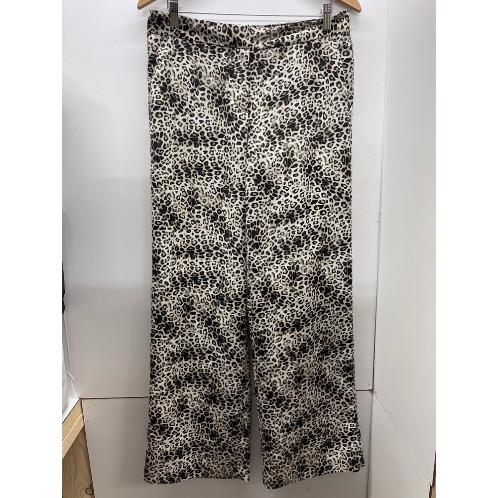 Vince Camuto Women Leopard Print Wide Leg Trousers Animal Print Pants Size 6